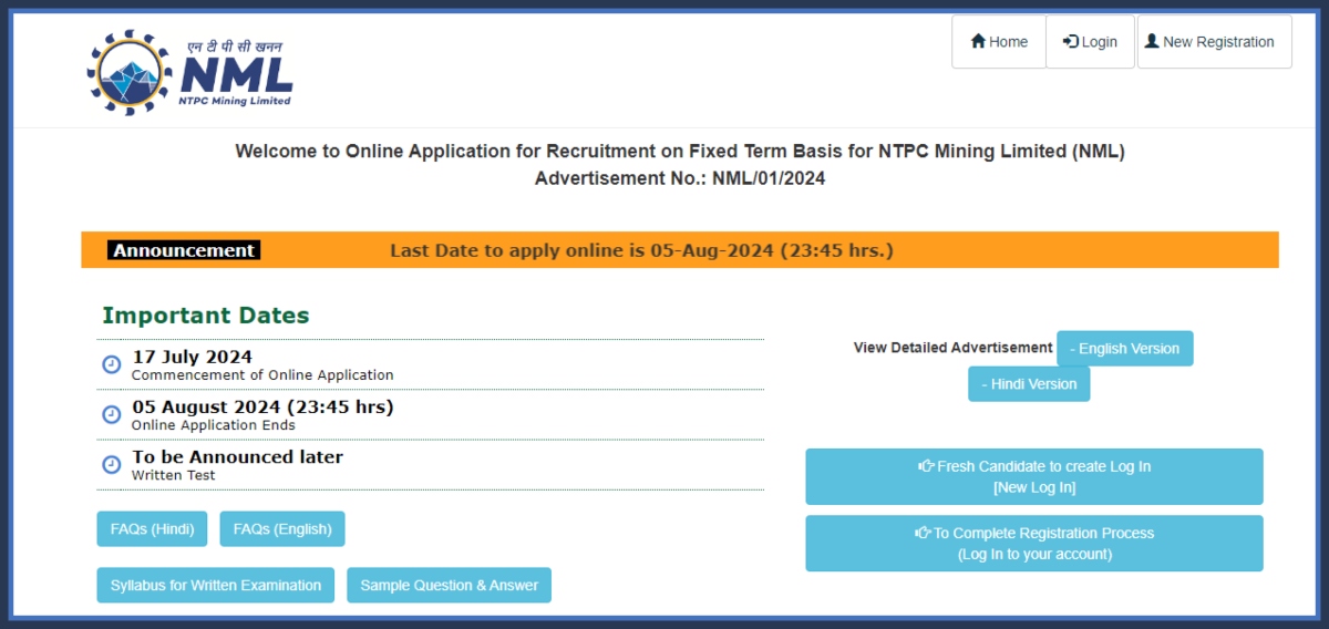 NTPC Mining Application Form Last Date