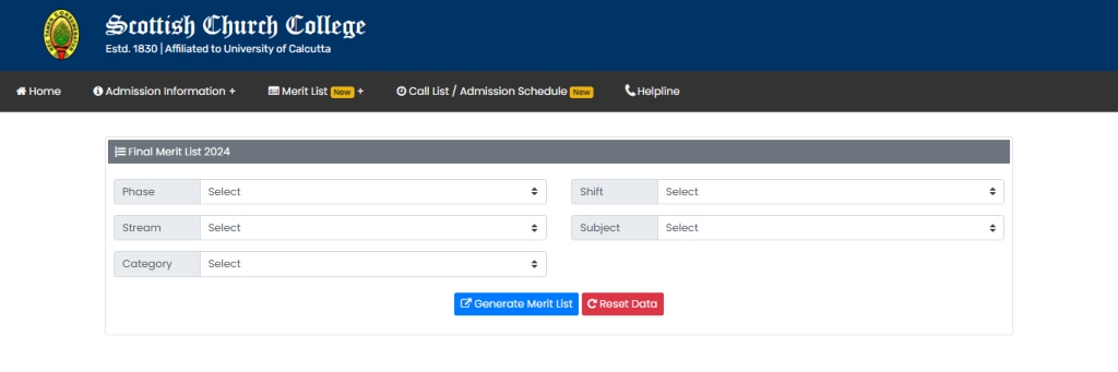 scottish church college merit list 2024