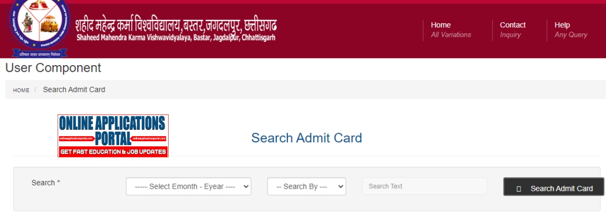 Bastar University Admit Card 2024