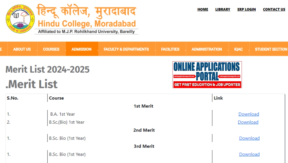 Hindu College Of Arts & Science Merit List 2024-25