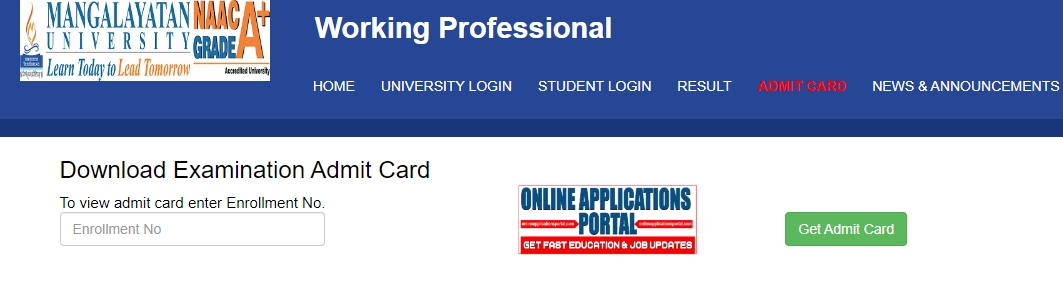 Mangalayatan University Admit Card 2024