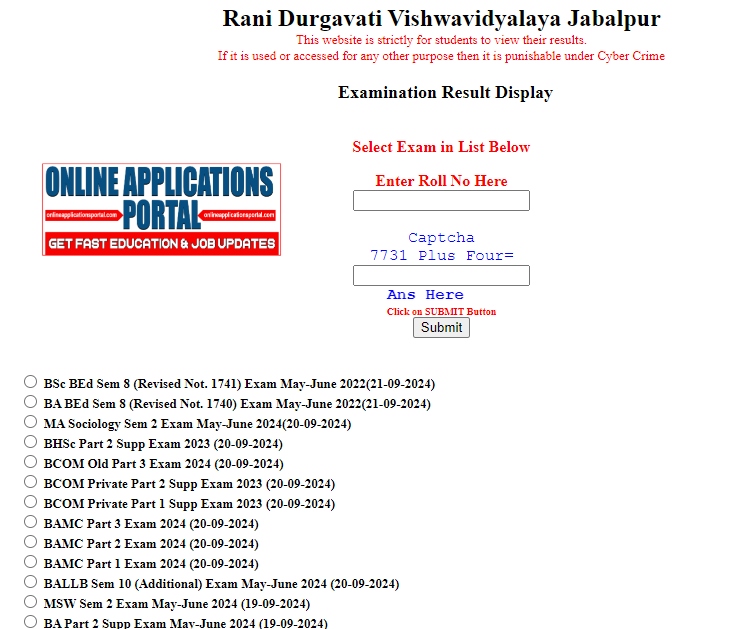 RDVV Result 2024 Download Link