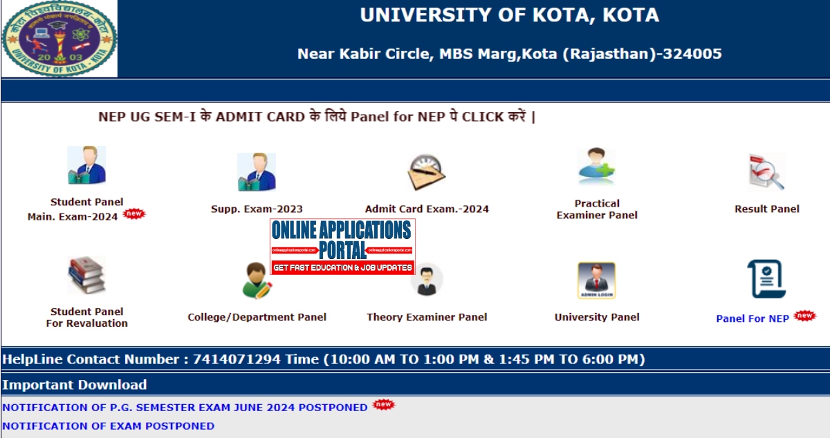 University Of Kota Result 2024 Download