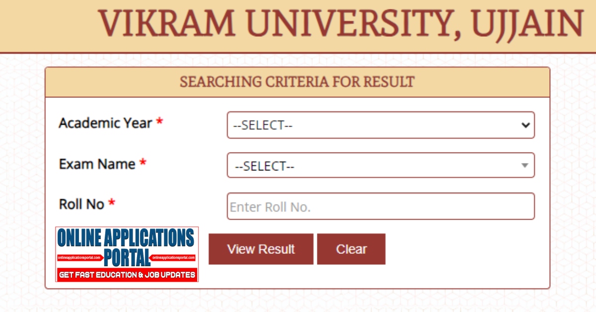 Vikram University Exam BA/BSc/BCom Results